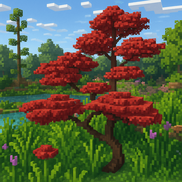 A red cubic bonzai